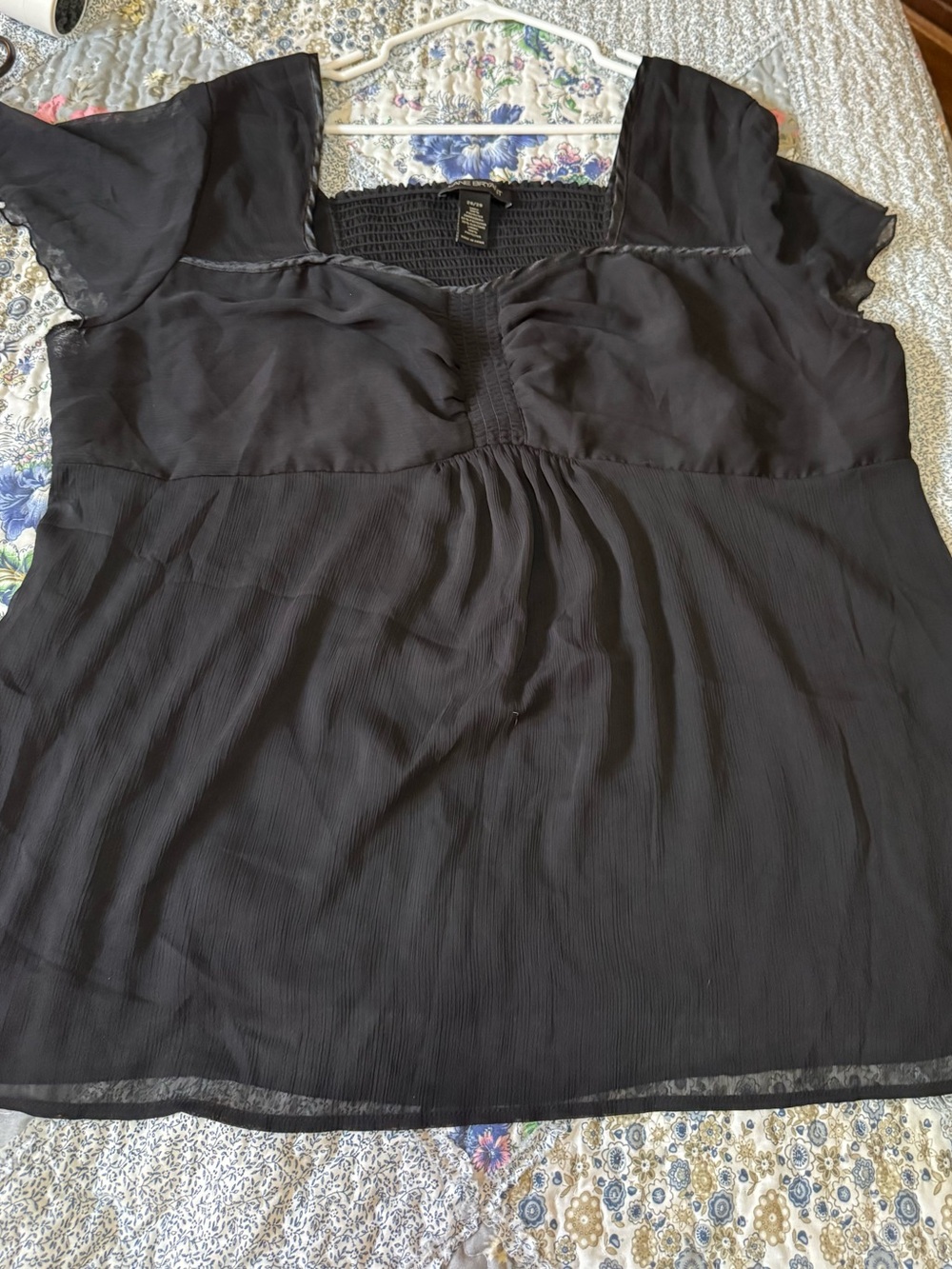 Lane Bryant Black Chiffon Flutter Sleeve Empire Waist Blouse Plus 26/28